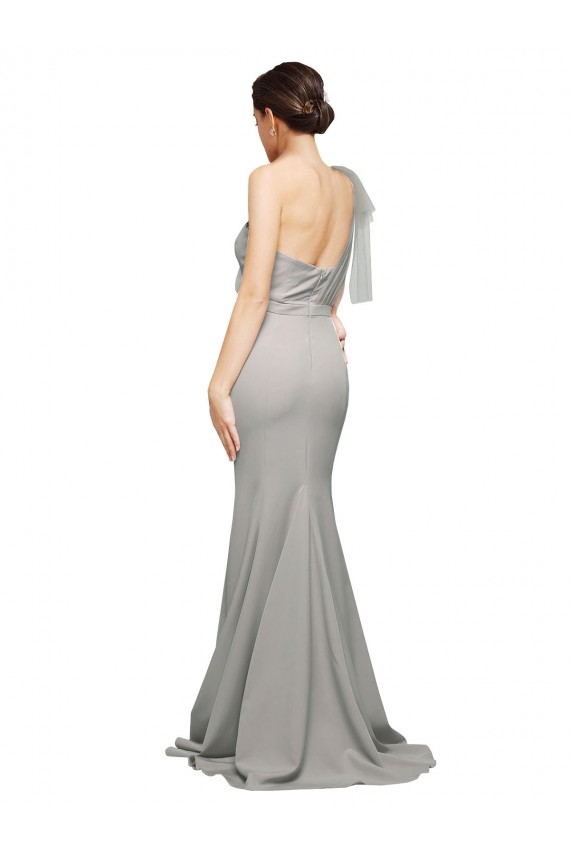 Low Back Sleeveless One Shoulder Mermaid Stretch Crepe & Tulle Formal Evening Gown / Prom Dress / Bridesmaid Dress Worcester