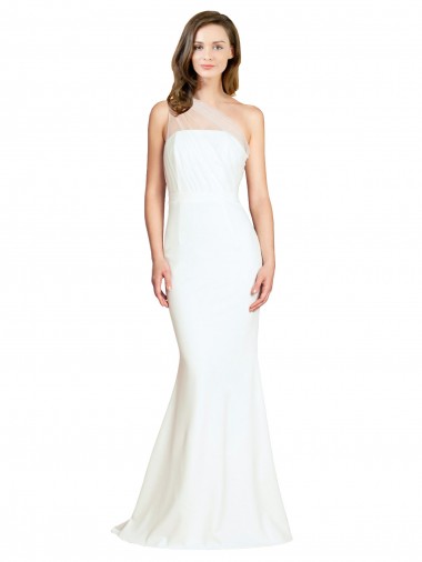 Sleeveless One Shoulder Mermaid Stretch Crepe & Tulle Formal Evening Gown / Bridesmaid Dress Worcester