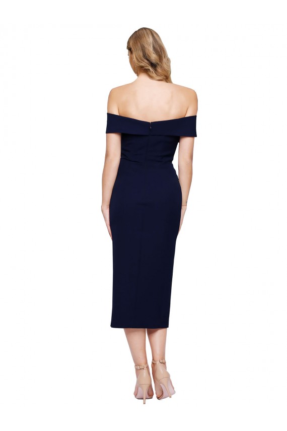 Dark Navy Sleeveless Off the Shoulder Mermaid Stretch Crepe Formal Evening Gown / Prom Dress / Bridesmaid Dress Worcester