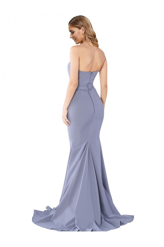Low Back Smoke Blue Sleeveless Sweetheart Mermaid Stretch Crepe Formal Evening Gown / Prom Dress / Bridesmaid Dress Worcester