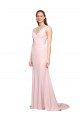 V-Back Sleeveless V-Neck A-Line Stretch Crepe Black Tie Evening Dress / Prom Dress / Bridesmaid Dress Worcester