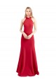 Open Back Red Sleeveless Halter Neck A-Line Stretch Crepe Formal Evening Gown / Prom Dress / Bridesmaid Dress Worcester