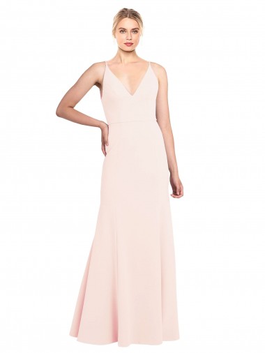 V-Back Pink Sleeveless V-Neck A-Line Stretch Crepe Formal Evening Gown / Prom Dress / Bridesmaid Dress Worcester