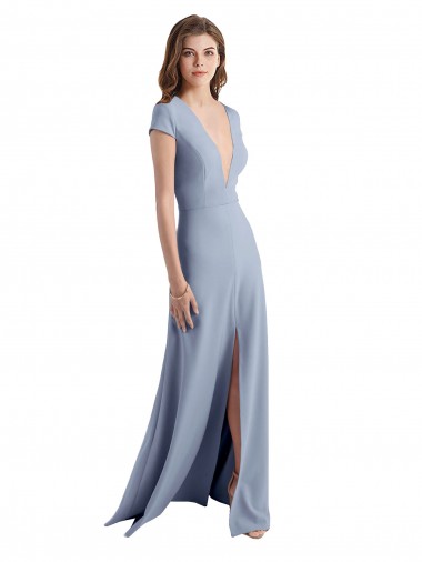 Cap Sleeves V-Neck Sheath Stretch Crepe Prom Dress / Bridesmaid Dress Worcester