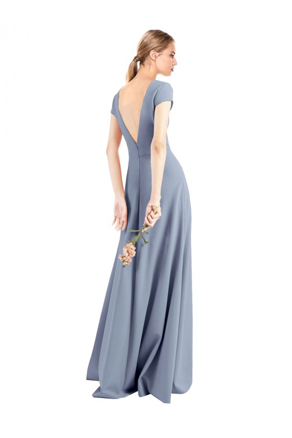 Cap Sleeves V-Neck Sheath Stretch Crepe Prom Dress / Bridesmaid Dress Worcester