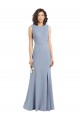 Open Back Sleeveless Boat Neck Sheath Stretch Crepe Bridesmaid Dress Worcester