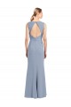 Open Back Sleeveless Boat Neck Sheath Stretch Crepe Bridesmaid Dress Worcester