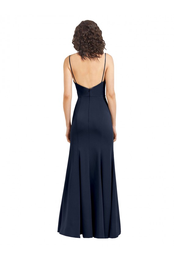 Low Back Sleeveless High Neck Sheath Stretch Crepe Formal Dress / Bridesmaid Dress Worcester