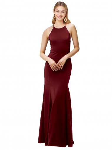 Criss Cross Back Sleeveless Halter Neck Mermaid Stretch Crepe Formal Evening Gown / Prom Dress / Bridesmaid Dress Worcester