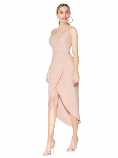 V-Back Sleeveless Spaghetti Straps Mermaid Stretch Crepe High Low Evening Gown / Prom Dress / Bridesmaid Dress Worcester