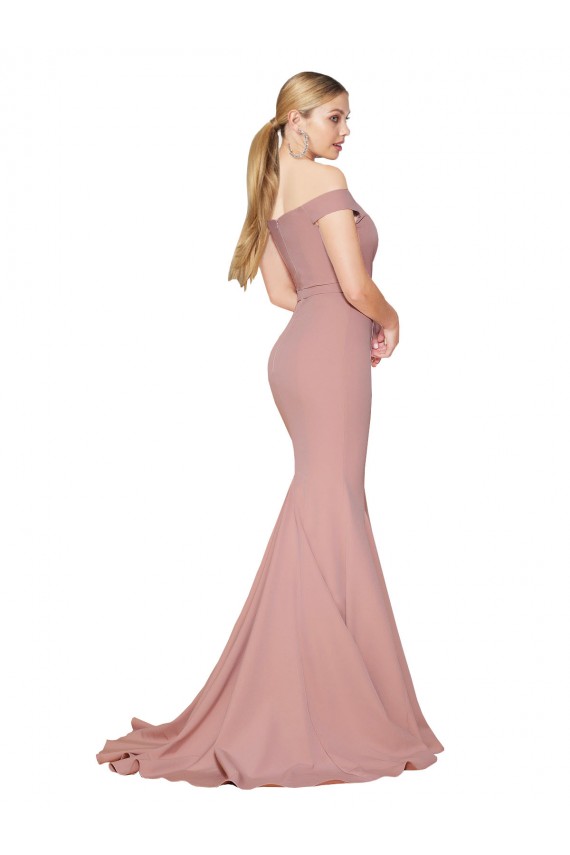 Dusty Pink Sleeveless Off the Shoulder Mermaid Stretch Crepe Formal Evening Gown / Prom Dress / Bridesmaid Dress Worcester