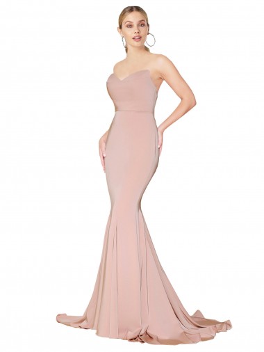 Low Back Mauve Sleeveless Sweetheart Mermaid Stretch Crepe Formal Dress / Bridesmaid Dress Worcester