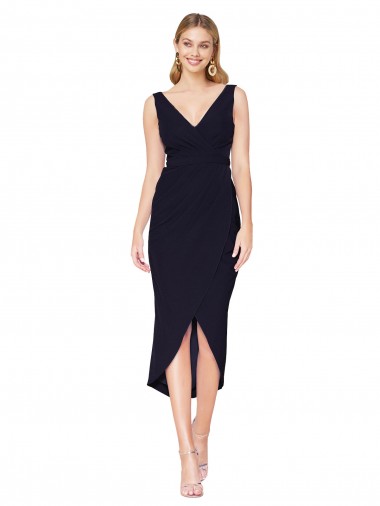 Sleeveless V-Neck Mermaid Stretch Crepe High Low Evening Gown / Prom Dress / Bridesmaid Dress Worcester