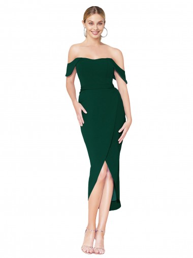 Sleeveless Off the Shoulder Mermaid Stretch Crepe High Low Evening Gown / Prom Dress / Bridesmaid Dress Worcester