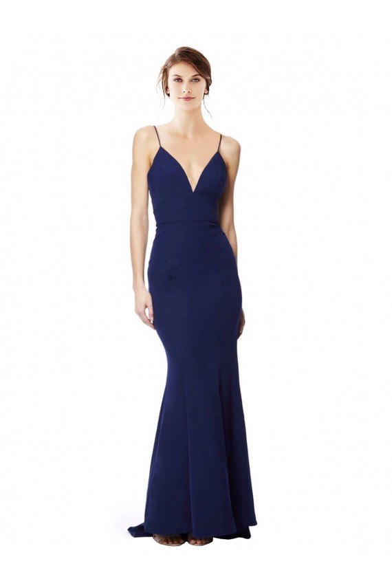 Open Back Sleeveless Spaghetti Straps Mermaid Stretch Crepe Formal Dress / Bridesmaid Dress Worcester