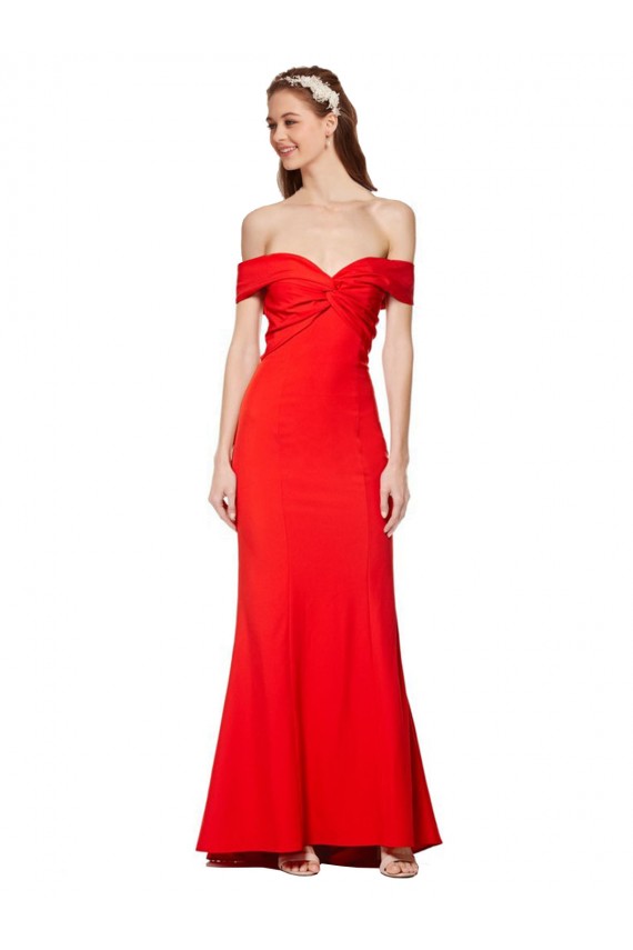 Red Sleeveless Off the Shoulder Mermaid Stretch Crepe Bridesmaid Dress / Formal Dress Worcester