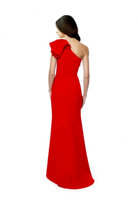 Red Sleeveless One Shoulder Mermaid Stretch Crepe Formal Dress / Bridesmaid Dress Worcester