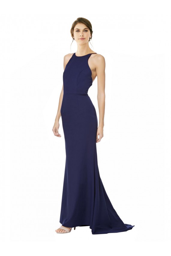 Criss Cross Open Back Sleeveless Halter Neck Mermaid Stretch Crepe Formal Evening Gown / Prom Dress / Bridesmaid Dress Worcester