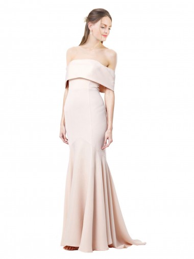 Nude Sleeveless Off the Shoulder Mermaid Stretch Crepe Formal Evening Gown / Prom Dress / Bridesmaid Dress Worcester