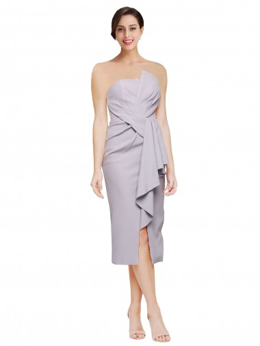 Low Back Sleeveless Strapless Sheath Stretch Crepe High Low Evening Gown / Prom Dress / Bridesmaid Dress Worcester