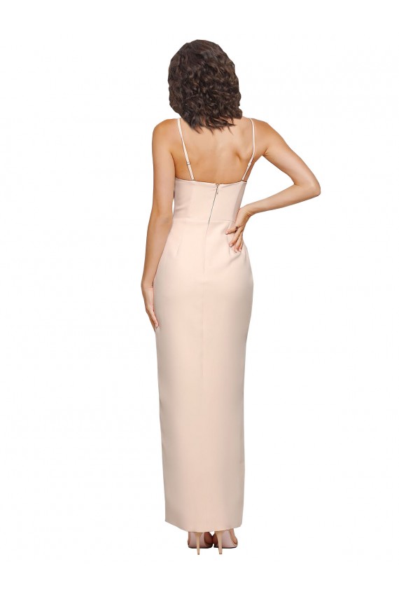 Low Back Nude Sleeveless Strapless Sheath Stretch Crepe Semi Formal Evening Dress / Prom Dress / Bridesmaid Dress Worcester