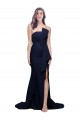 Low Back Dark Navy Sleeveless Strapless Sheath Stretch Crepe Semi Formal Evening Dress / Prom Dress / Bridesmaid Dress Worcester