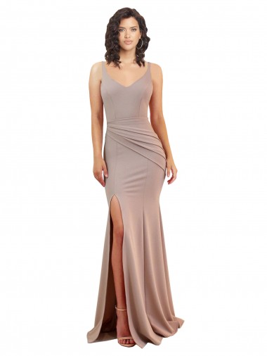 Low Back Sleeveless V-Neck Mermaid Stretch Crepe Black Tie Evening Gown / Prom Dress / Bridesmaid Dress Worcester