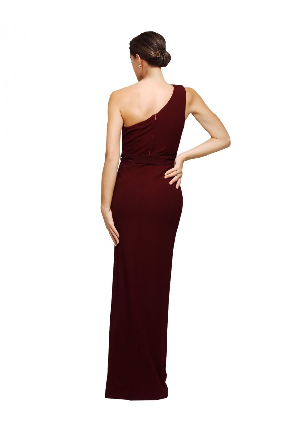 Sleeveless One Shoulder Sheath Stretch Crepe Black Tie Evening Gown / Prom Dress / Bridesmaid Dress Worcester