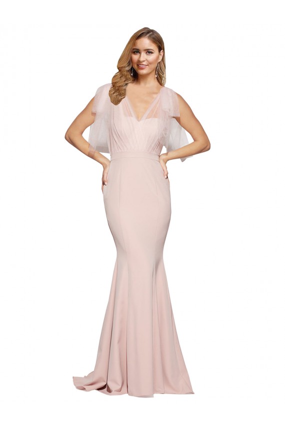 Low Back Sleeveless Sweetheart Sheath Stretch Crepe & Tulle Formal Dress / Bridesmaid Dress Worcester