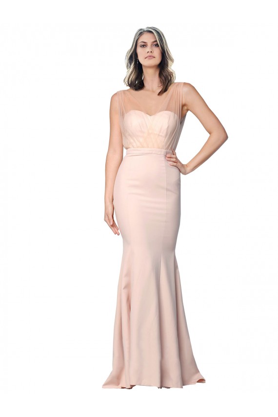 Low Back Sleeveless Sweetheart Sheath Stretch Crepe & Tulle Formal Evening Gown / Prom Dress / Bridesmaid Dress Worcester