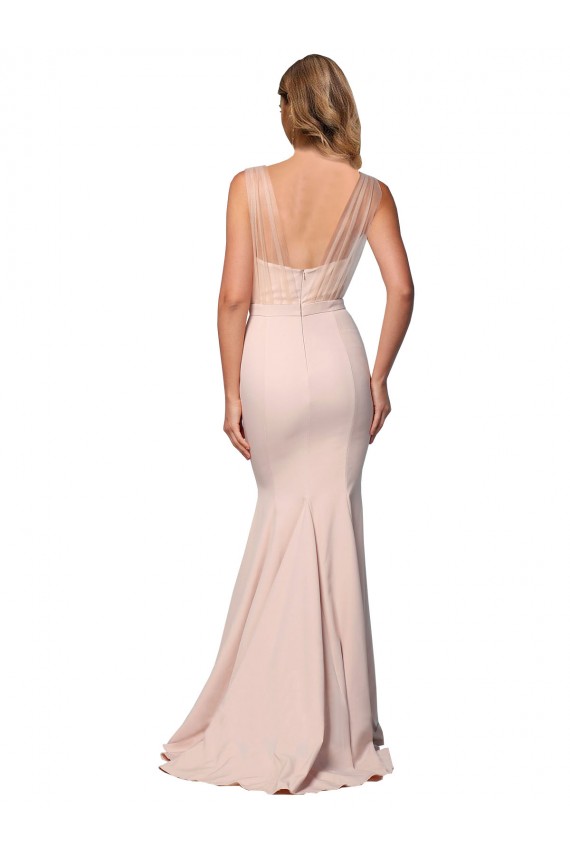 Low Back Sleeveless Sweetheart Sheath Stretch Crepe & Tulle Formal Evening Gown / Prom Dress / Bridesmaid Dress Worcester