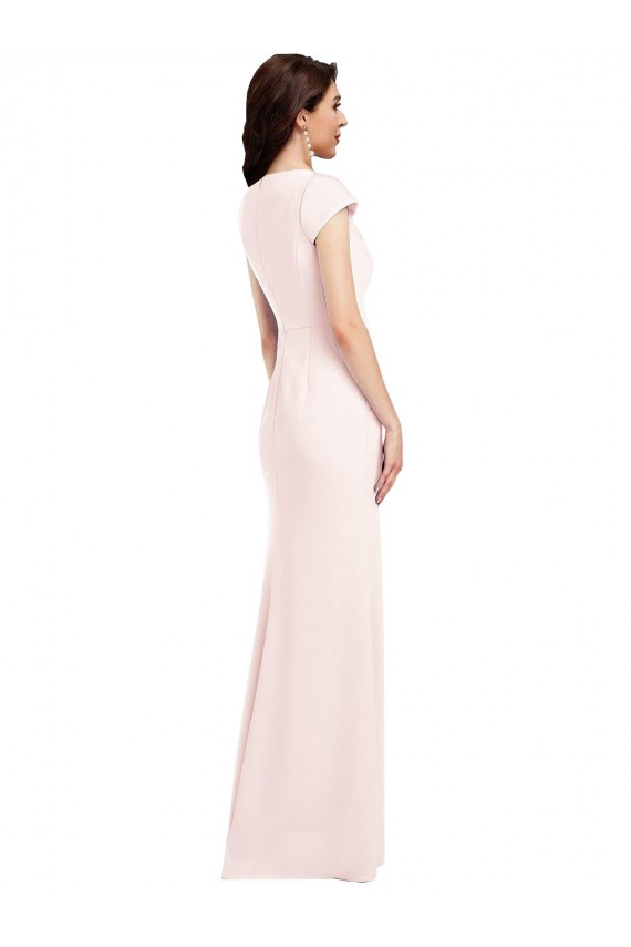 Cap Sleeves V-Neck A-Line Stretch Crepe Formal Evening Gown / Prom Dress / Bridesmaid Dress Worcester