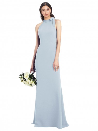 Open Back Sleeveless Bow Neck Trumpet Stretch Crepe Semi Formal Evening Dress / Prom Dress / Bridesmaid Dress Worcester