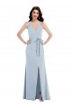 Open Back Light Sky Blue Sleeveless Halter Neck A-Line Stretch Crepe Formal Evening Gown / Prom Dress / Bridesmaid Dress Worcester