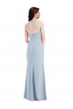 Open Back Light Sky Blue Sleeveless Halter Neck A-Line Stretch Crepe Formal Evening Gown / Prom Dress / Bridesmaid Dress Worcester
