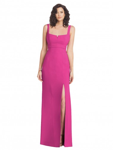 Low Back Sleeveless Square Neck Trumpet Stretch Crepe Semi Formal Evening Dress / Prom Dress / Bridesmaid Dress Worcester