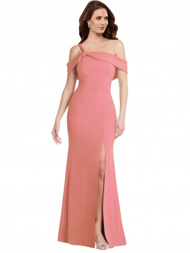 Low Back Sleeveless One Shoulder Trumpet Stretch Crepe Semi Formal Evening Dress / Prom Dress / Bridesmaid Dress Worcester