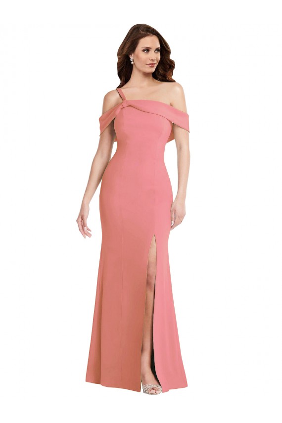 Low Back Sleeveless One Shoulder Trumpet Stretch Crepe Semi Formal Evening Dress / Prom Dress / Bridesmaid Dress Worcester