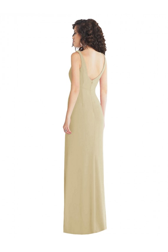 Low Back Sleeveless Square Neck Trumpet Stretch Crepe Formal Evening Gown / Prom Dress / Bridesmaid Dress Worcester