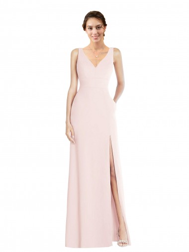 Low Back Sleeveless V-Neck A-Line Stretch Crepe Black Tie Evening Dress / Prom Dress / Bridesmaid Dress Worcester