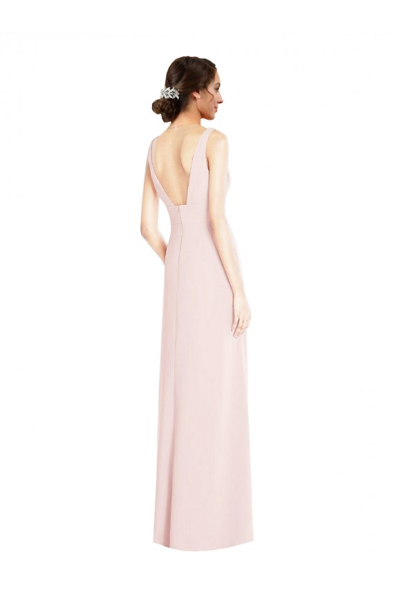 Low Back Sleeveless V-Neck A-Line Stretch Crepe Black Tie Evening Dress / Prom Dress / Bridesmaid Dress Worcester