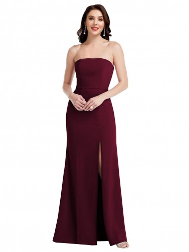 Burgundy Gold Sleeveless Strapless Trumpet Stretch Crepe Semi Formal Evening Dress / Prom Dress / Bridesmaid Dress Worcester