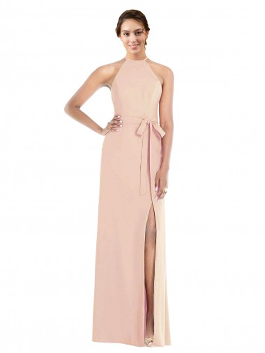 Criss Cross Back Nude Sleeveless Halter Neck Trumpet Stretch Crepe Formal Evening Gown / Prom Dress / Bridesmaid Dress Worcester