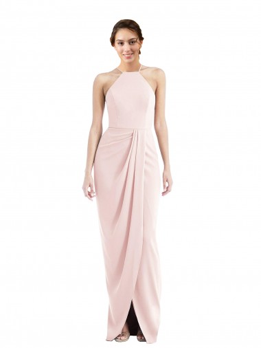 Sleeveless Halter Neck Trumpet Stretch Crepe Semi Formal Evening Dress / Prom Dress / Bridesmaid Dress Worcester