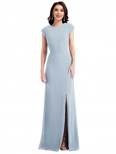 Open Back Cap Sleeves Trumpet Stretch Crepe Formal Evening Gown / Prom Dress / Bridesmaid Dress Worcester