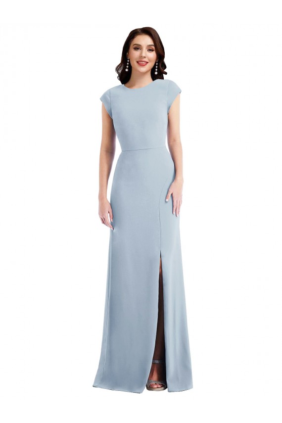 Open Back Cap Sleeves Trumpet Stretch Crepe Formal Evening Gown / Prom Dress / Bridesmaid Dress Worcester