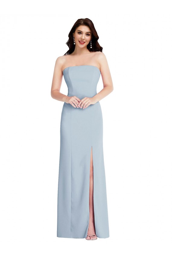 Low Back Light Sky Blue Sleeveless Strapless A-Line Stretch Crepe Formal Evening Gown / Prom Dress / Bridesmaid Dress Worcester