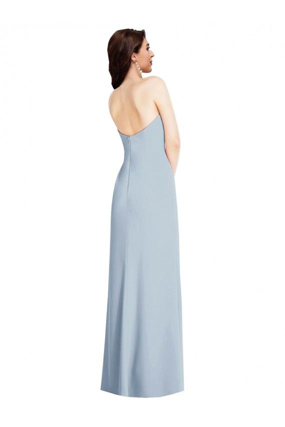 Low Back Light Sky Blue Sleeveless Strapless A-Line Stretch Crepe Formal Evening Gown / Prom Dress / Bridesmaid Dress Worcester