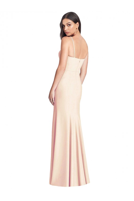 Sleeveless Spaghetti Straps Trumpet Stretch Crepe Semi Formal Evening Dress / Prom Dress / Bridesmaid Dress Worcester