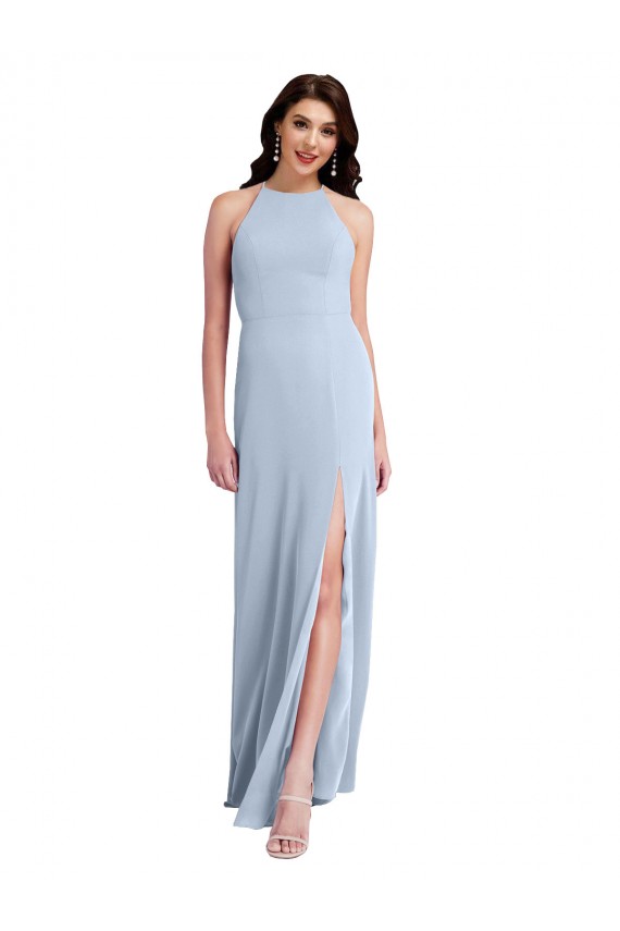 Criss Cross Open Back Sleeveless Halter Neck Sheath Stretch Crepe Formal Evening Gown / Prom Dress / Bridesmaid Dress Worcester